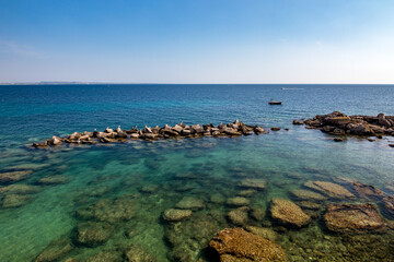 Sea perspective. Gallipoli, Italy, region Apulia, province Lecce (LE) Travel photography, street...