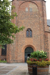 Fototapeta na wymiar Glockenturm der Santa Maria Kirche, Ystad, Skåne län, Schweden - Bell tower of Santa Maria Church, Ystad, Skåne County, Sverige