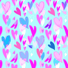 Vector seamless love symbol pattern, with stylish hearts