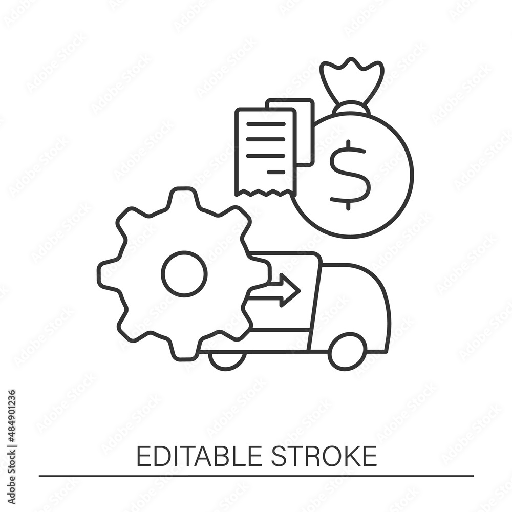Poster automatic accounts payable line icon. safety accounts payable processes. business automation concept