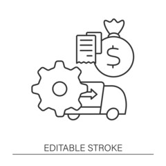  Automatic accounts payable line icon. Safety accounts payable processes. Business automation concept.Isolated vector illustration.Editable stroke