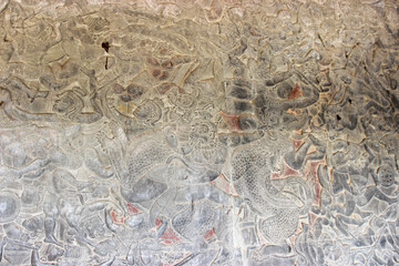 Ancient Mythological War Storytelling Engraved on the Walls of Angkor Wat