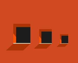 Vector image of an orange wall. Black windows. Images with shades of orange.