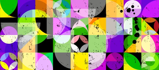 Rolgordijnen abstract colorful circle background, geometric design, grungy, artwork © Kirsten Hinte