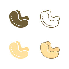 Cashew icon set. Vector Isolated nuts symbol on white background