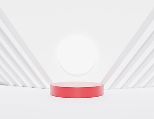 3D rendering of pedestal podium, Abstract minimal display empty space. Geometry podium for beauty cosmetic products or showcase.