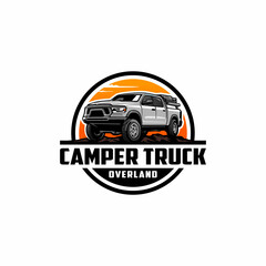 Fototapeta premium camper van, camper truck, motor home logo vector