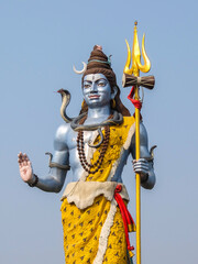 Haridwar, India. Beautiful view of Shiva statue at Ganga riverbank in Haridwar.