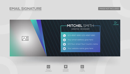 Email signature or email footer and  social media cover design template Vector