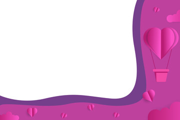 vector cloud of love and valentine day with heart balloon scene. minimal gift love and cloud scene. valentine minimal style. background vector pink with copy space area