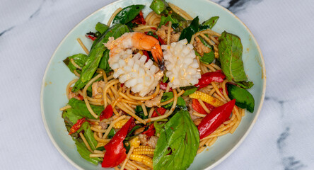 Thai Style Suki, Spaghetti and Rice Dishes. 