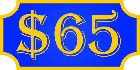 price symbol 65 dollar $65, $ ballot vector for offer and sale