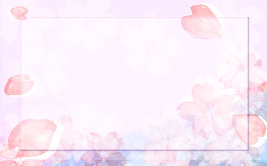 	桜　水彩　春　桜の花　ピンク　画像　フレーム