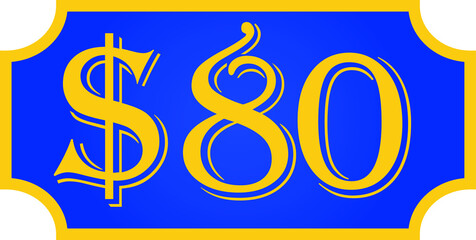 price symbol 80 dollar $80, $ ballot vector for offer and sale