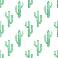 Watercolor cactus pattern.