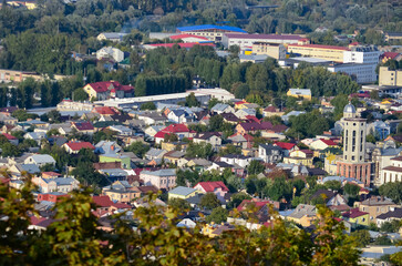 Obraz premium Panoramic top view town. Lviv, Ukraine. 