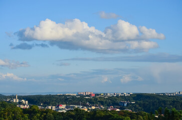 Panoramic top view town. Lviv, Ukraine.	