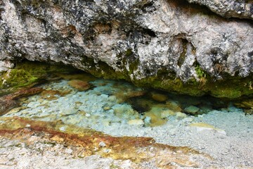 Water at the spring of Nadiza in Tamar valley, Slovenia