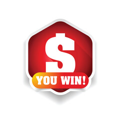 You win money sign badge vector