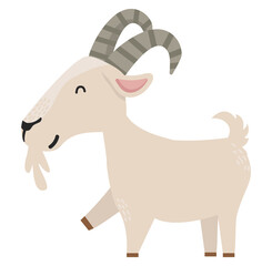 Cartoon funny goat isolated on white background