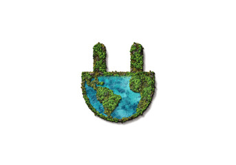 Green Energy 3d plug concept background. World green eco concept.