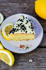 Lemon cake .Lemon almond gluten free cake with cream cheese frosting. Ketogenic diet dessert