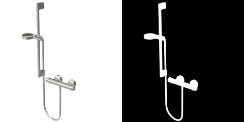 3D rendering illustration of a shower set