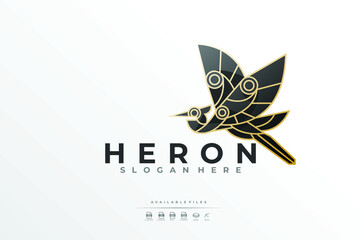 Geometric Lineart Heron Logo Design