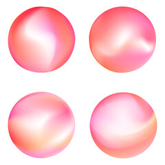 A set of circular gradients. Multicolored burgundy sphere. Modern abstract background texture. Template for the design. Isolated objects. Vector