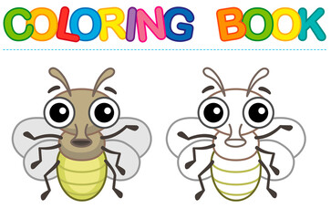 Vector coloring Insect for children coloring book. Funny fly in a cartoon style