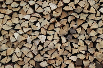Stack of firewood	full frame