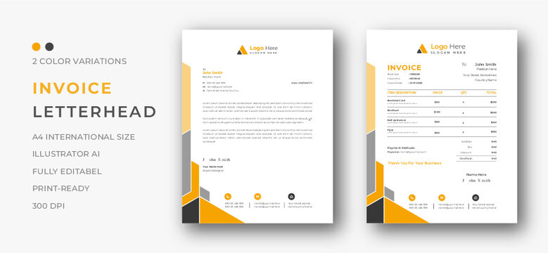 Professional invoice and letterhead  design for corporate office. letterhead, invoice design illustration. Simple and creative modern corporate clean design..