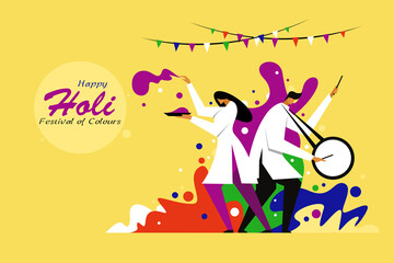 Illustration for Holi festival greeting.Holi is the festival of colours in India