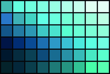 Vector illustration of an RGB color palette in shades of turquoise blue