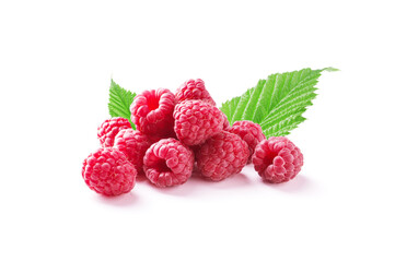 Ripe juicy raspberry isolated on white background