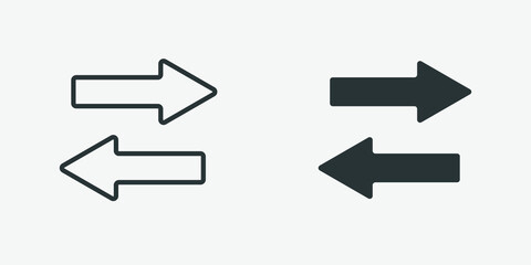 left and right arrow set icon vector. receive and send symbol