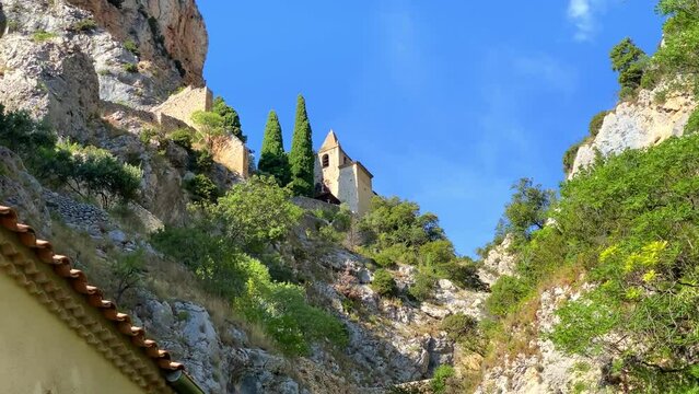 Notre-Dame de Beauvoir chapel located at the top of the village Moustiers Sainte Marie in Provence, France