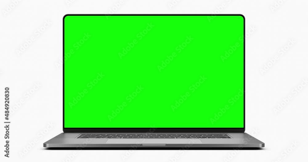 Poster laptop frameless screen - computer rotation with opening the display. the video includes a green scr
