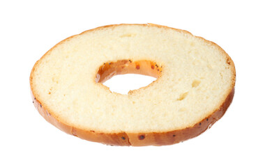 Half of delicious fresh bagel isolated on white