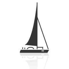 Solid icons for Boat and shadow, vector illustrations
