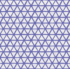 Seamless pattern of drawn cloud dancer triangles on a Very peri background. For fabric, sketchbook, wallpaper, wrapping paper.