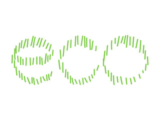 Doodle calligraphy for eco-friendly concept, inspiration from green grass