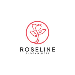 Elegance Roseline Logo Vector with line art.