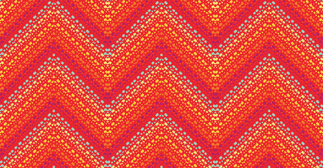 A hot chevron that repeats seamlessly. This modern twist on a traditional pattern uses trendy colors in a warm pallet perfect for summer into fall.