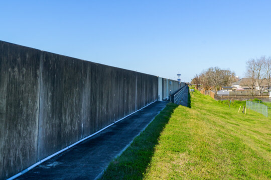 Levee Flood Wall on London Avenue Canal in Gentilly Neighborhood