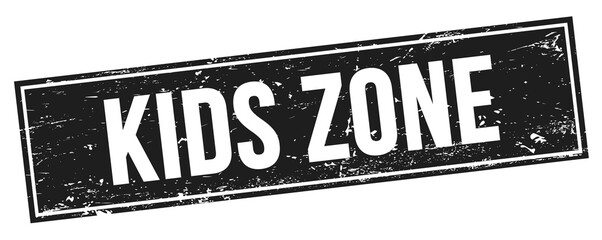 KIDS ZONE text on black grungy rectangle stamp.