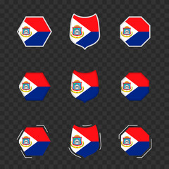 National symbols of Sint Maarten on a dark transparent background, vector flags of Sint Maarten.