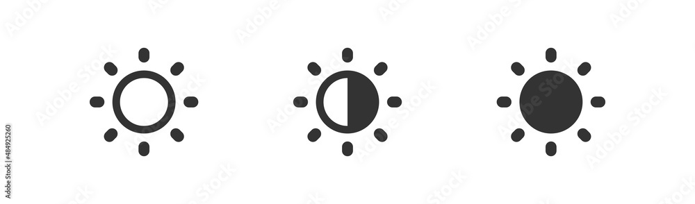 Poster brightness control icon. contrast level button. set isolated vector illustration for app