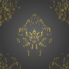 seamless vintage pattern with golden elements on colorfil background