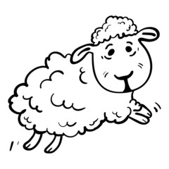 Jumping Sheep. Black and white vector Illustration